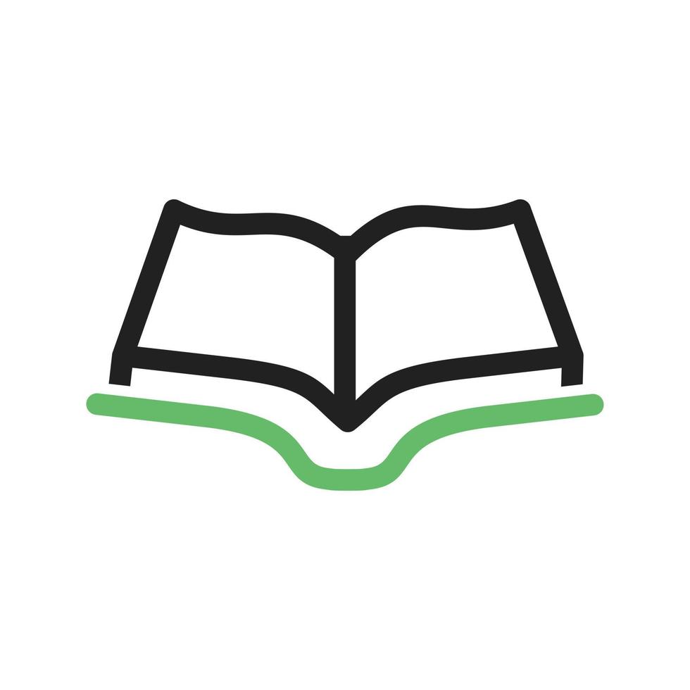 Open Book Line Green and Black Icon vector