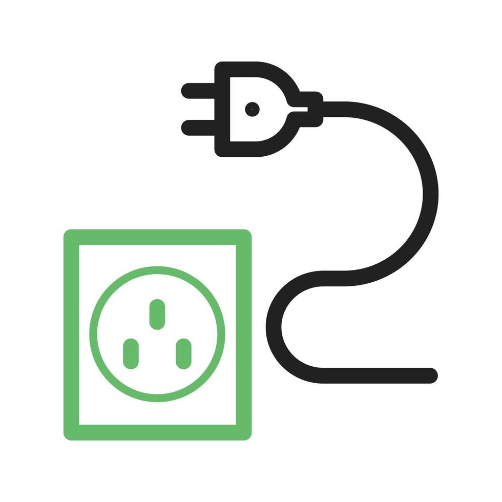 Wire and Plug Line Green and Black Icon vector