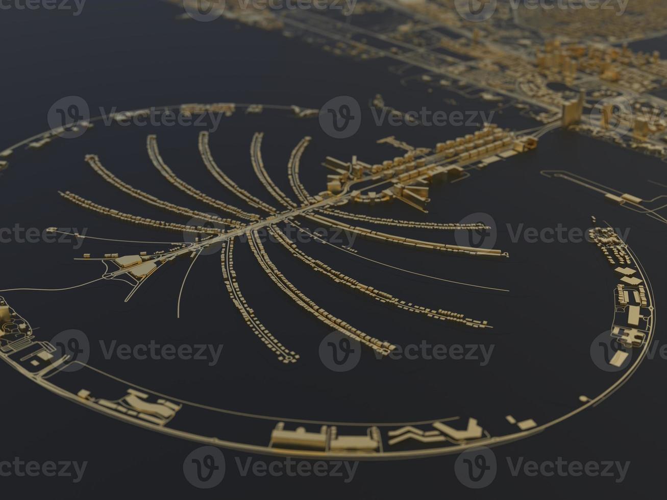 top view of the big city. illustration in casual graphic design. fragment of dubai 3d render photo