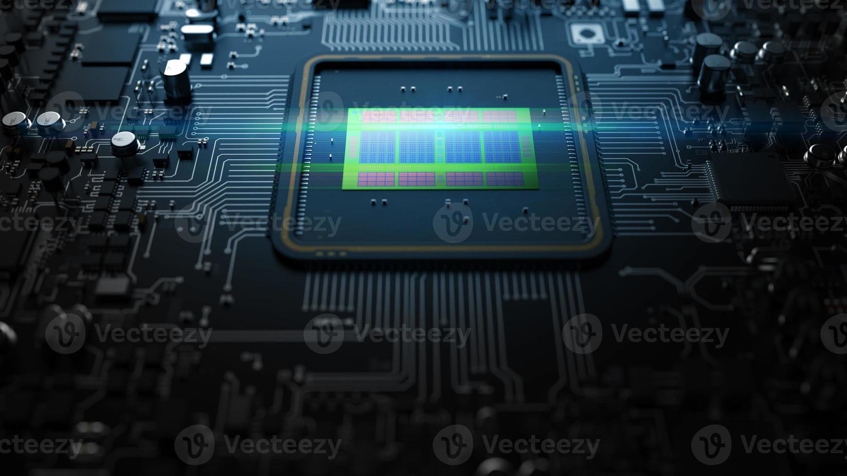 a fragment of computer hardware components. powerful cpu on a chip photo