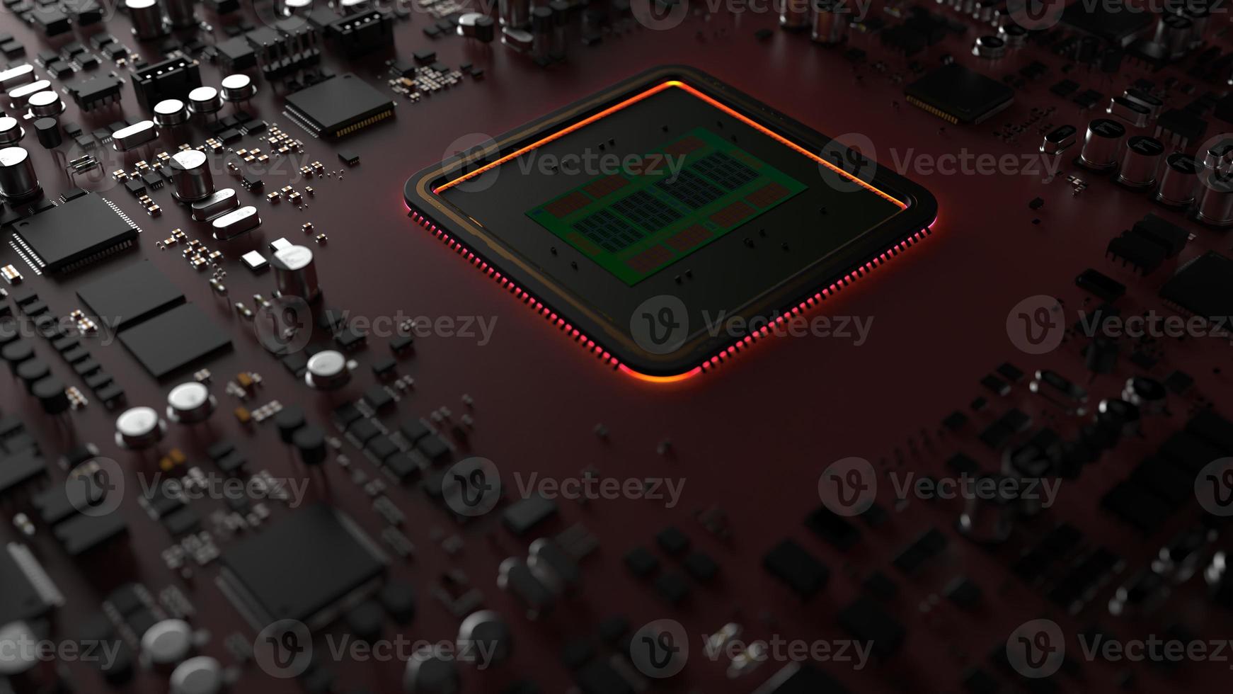 a fragment of computer hardware components. powerful cpu on a chip photo