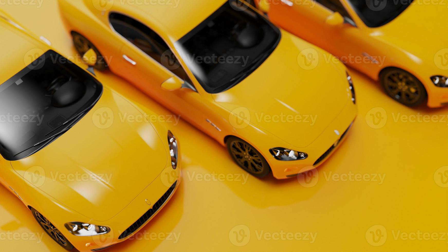 auto yellow. 3d illustration of fragments of vehicles on a white background. photo