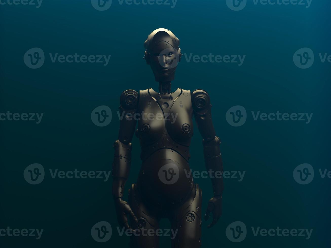 people of the future . 3d illustration on the theme of robots. military industry and games photo