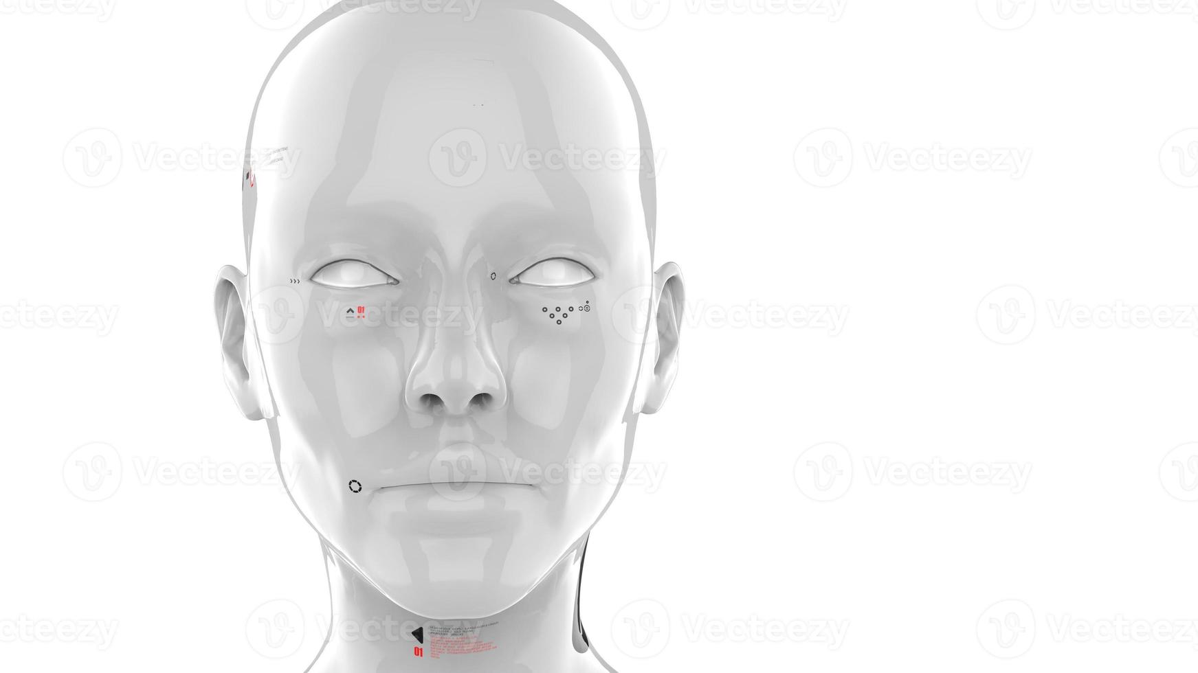 group of robots in female image standing in rows artificial intelligence and robotics concept photo