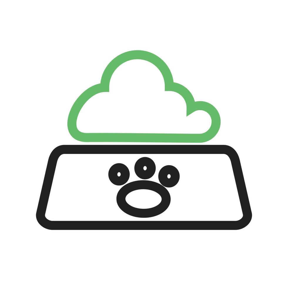 línea de comida para gatos icono verde y negro vector