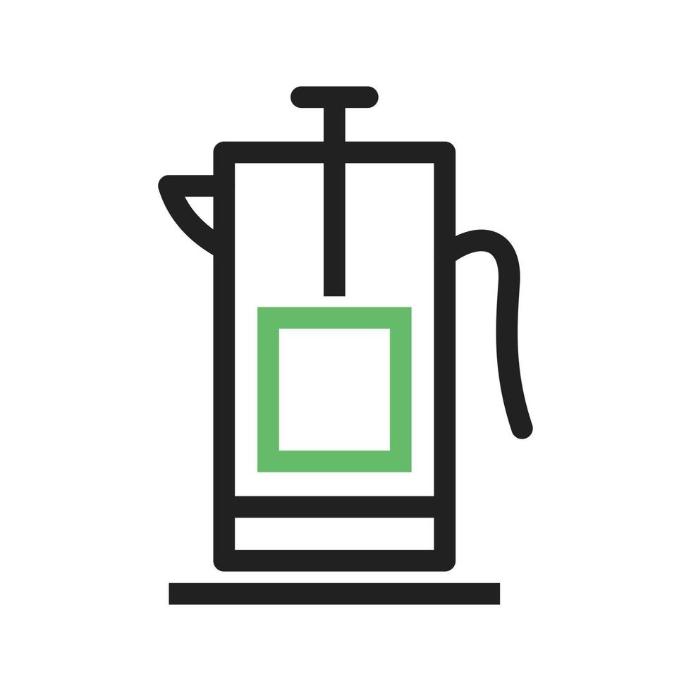 French Press Line Green and Black Icon vector