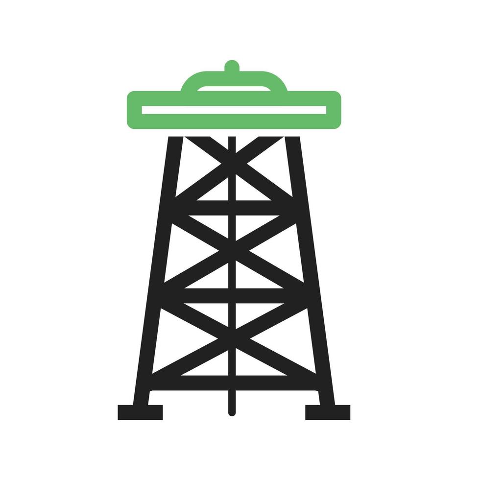 línea de torre de perforación icono verde y negro vector