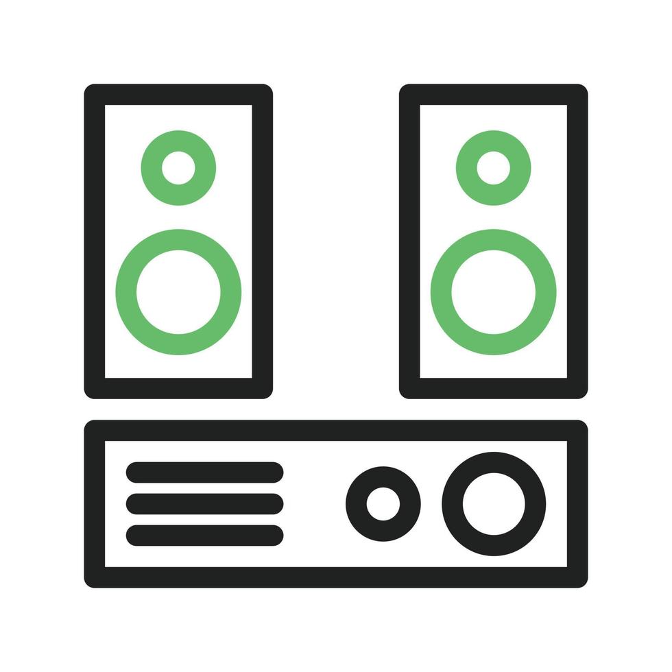icono verde y negro de la línea del sistema de audio vector