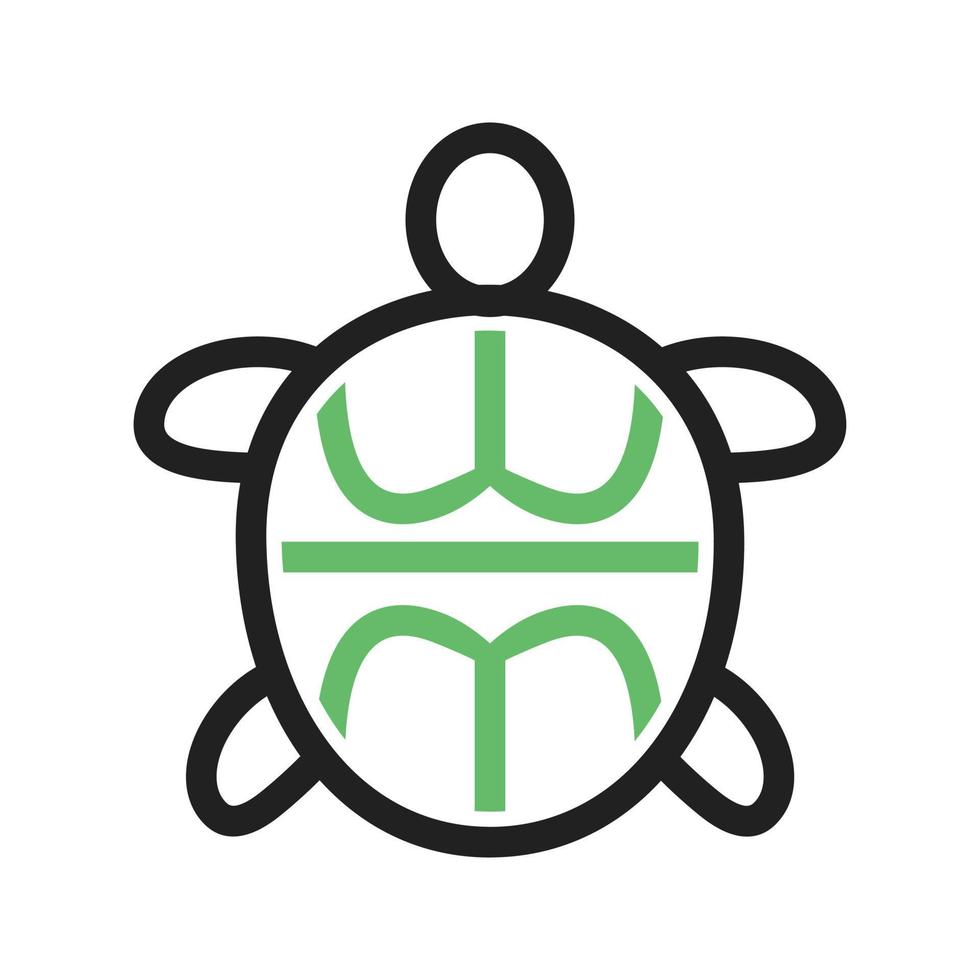 línea de tortuga mascota icono verde y negro vector