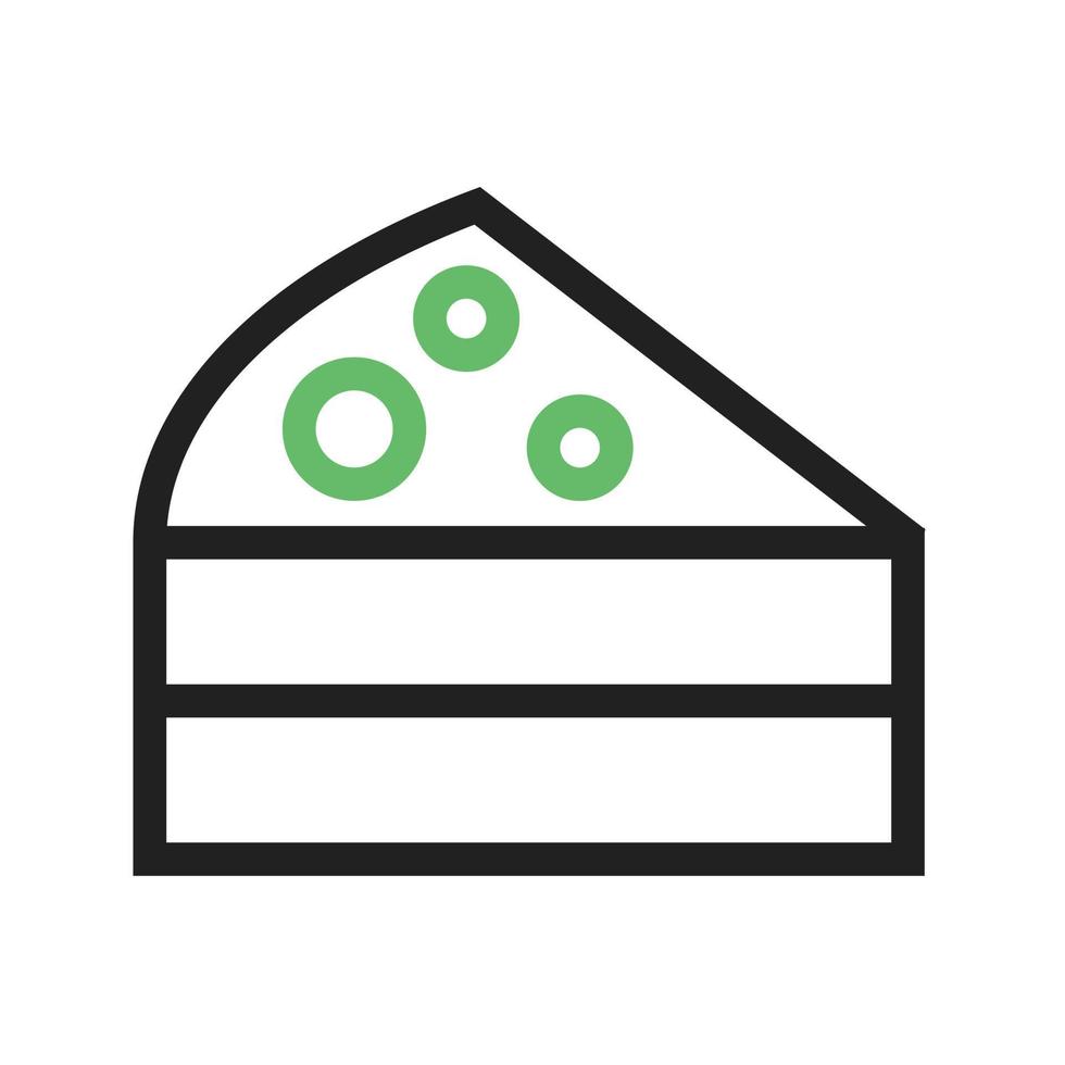 línea de rebanada de pastel icono verde y negro vector