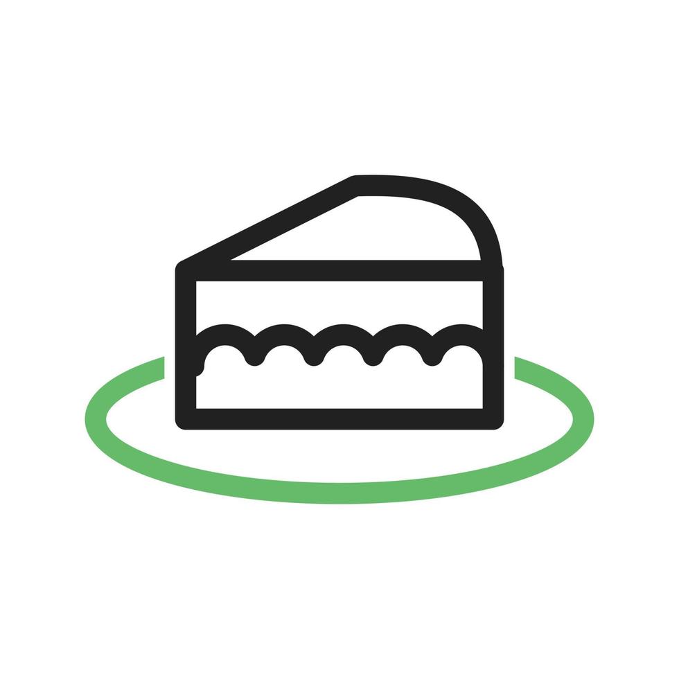 Slice of Cake Line Green and Black Icon vector