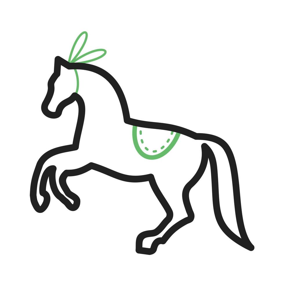 línea de ejecución de caballos icono verde y negro vector