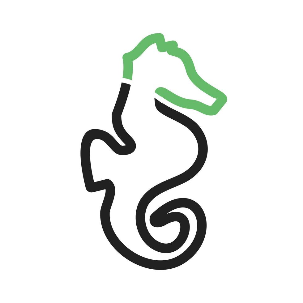 Seahorse Line Green and Black Icon vector