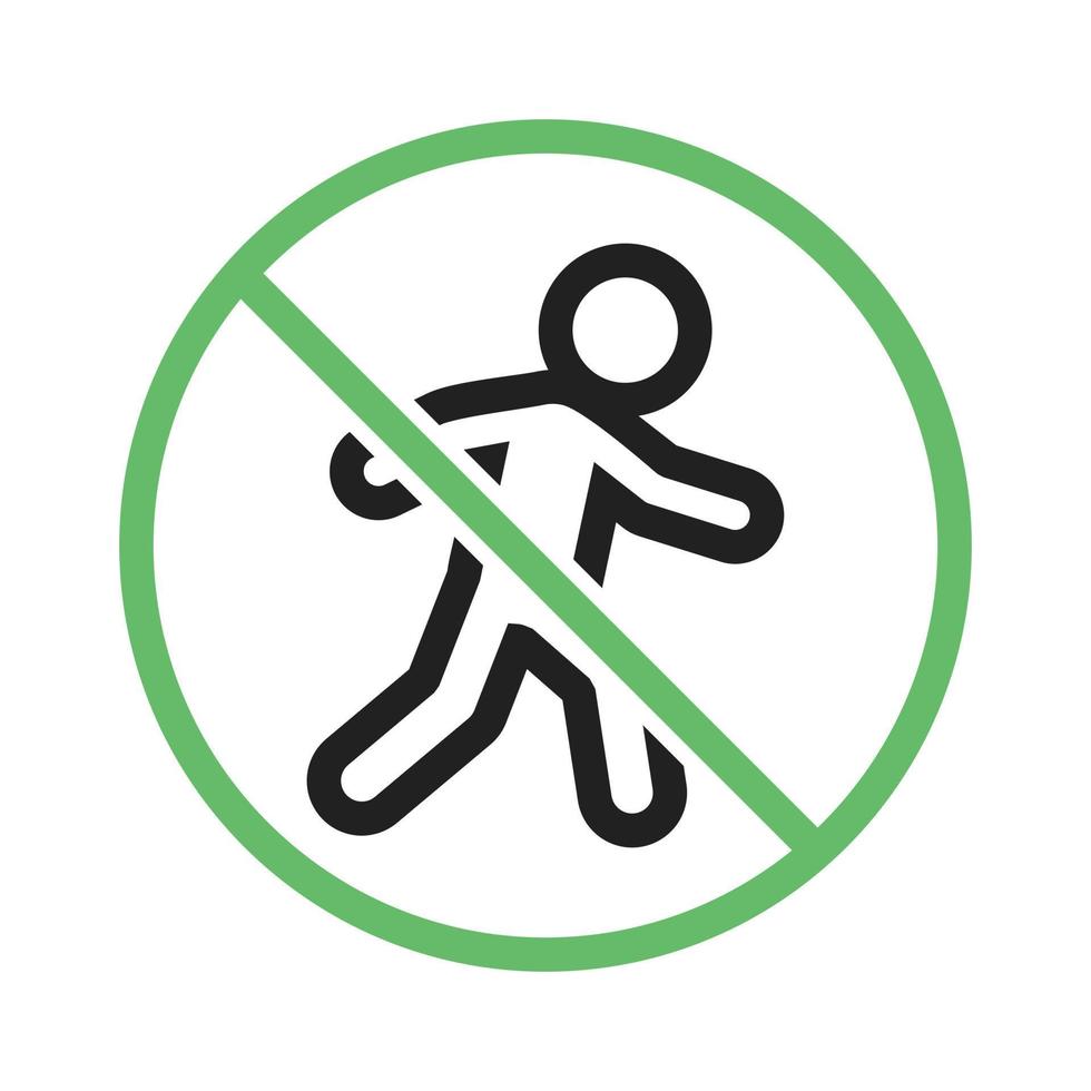 No pedestrian crossing Line Green and Black Icon vector