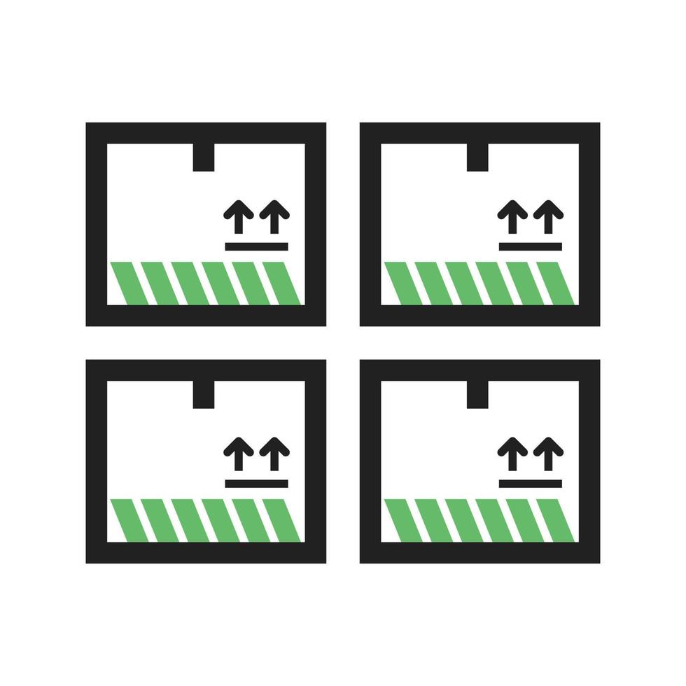 línea de cajas icono verde y negro vector