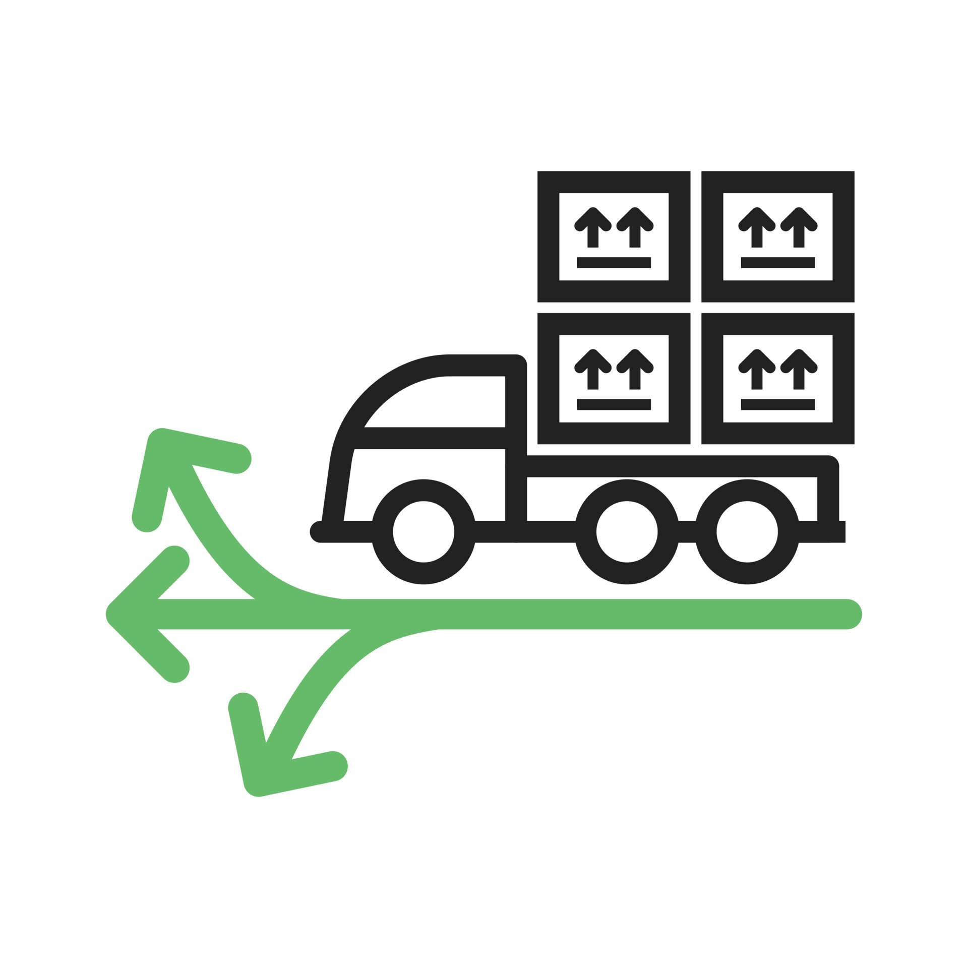 Multiple Delivery Points Line Green and Black Icon 9701647 Vector Art ...