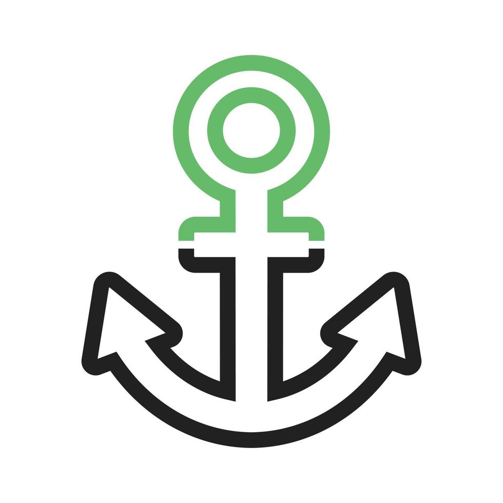 Anchor Line Green and Black Icon vector