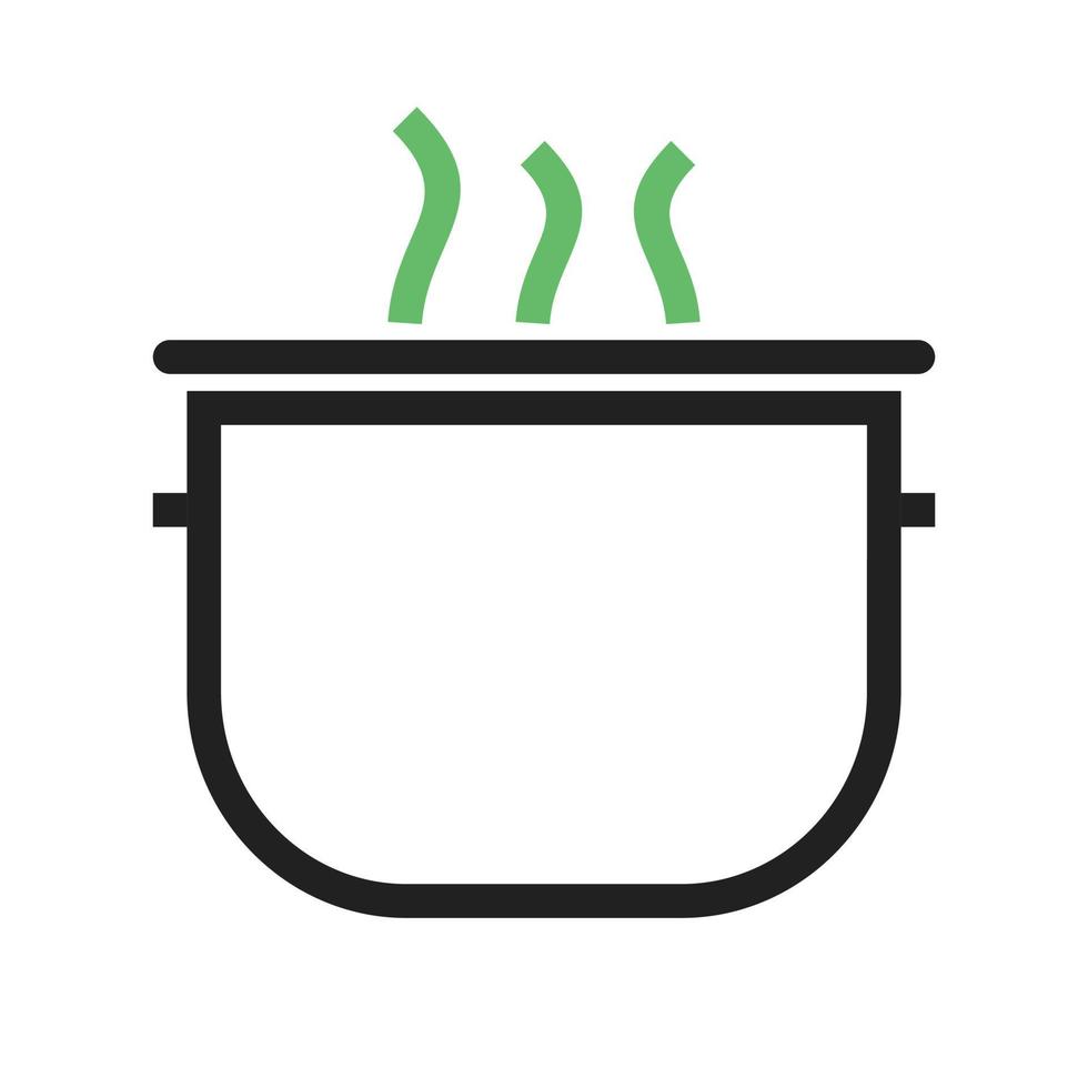 línea de olla de cocina icono verde y negro vector