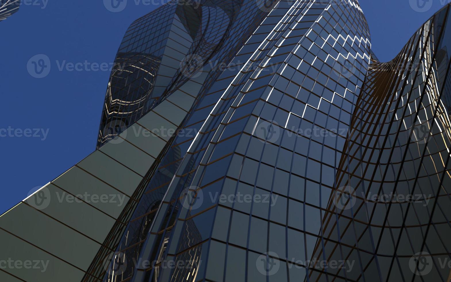 modern high-rise buildings against the sky. 3d illustration on the theme of business success and technology photo
