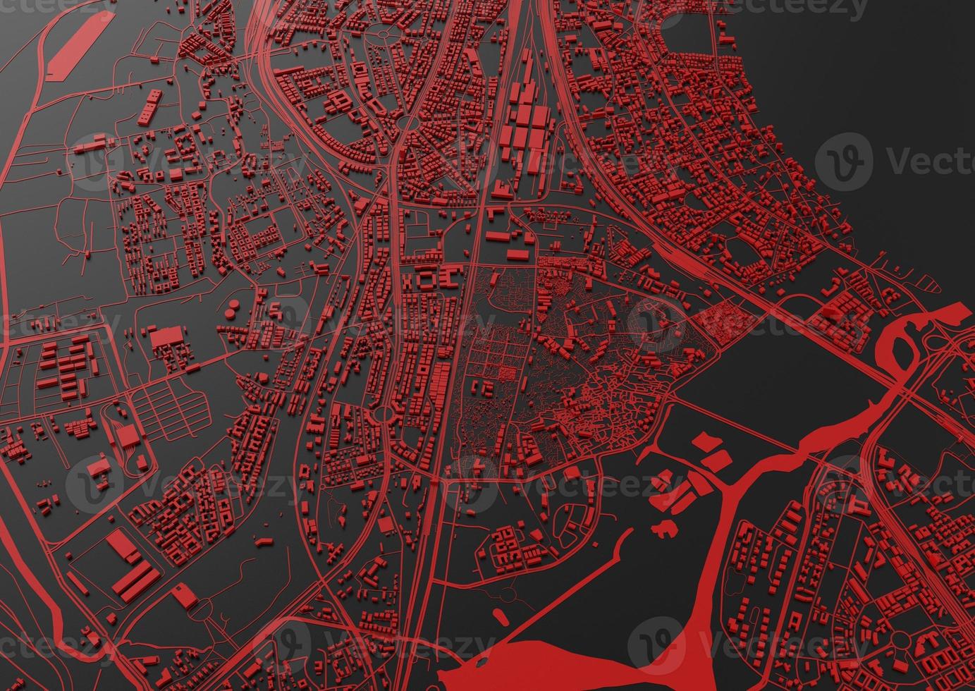 Big city . illustration in casual graphic cross-black design. fragments of Singapore 3d render photo