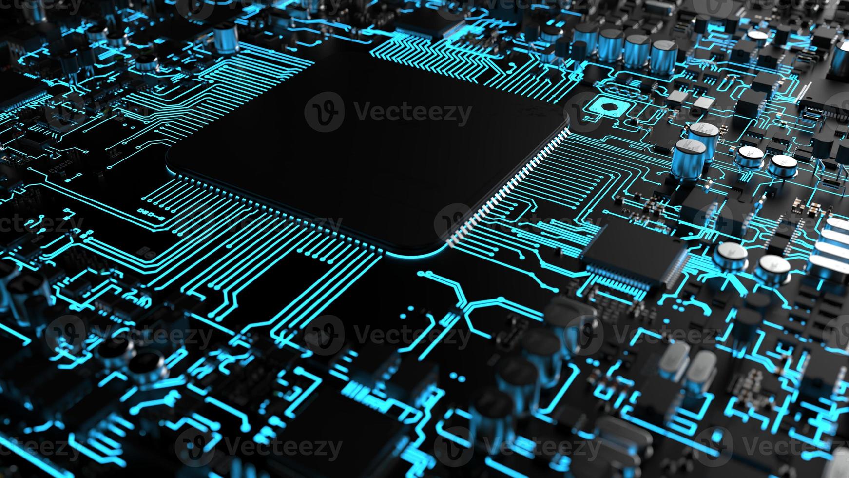 a fragment of computer hardware components. powerful cpu on a chip photo