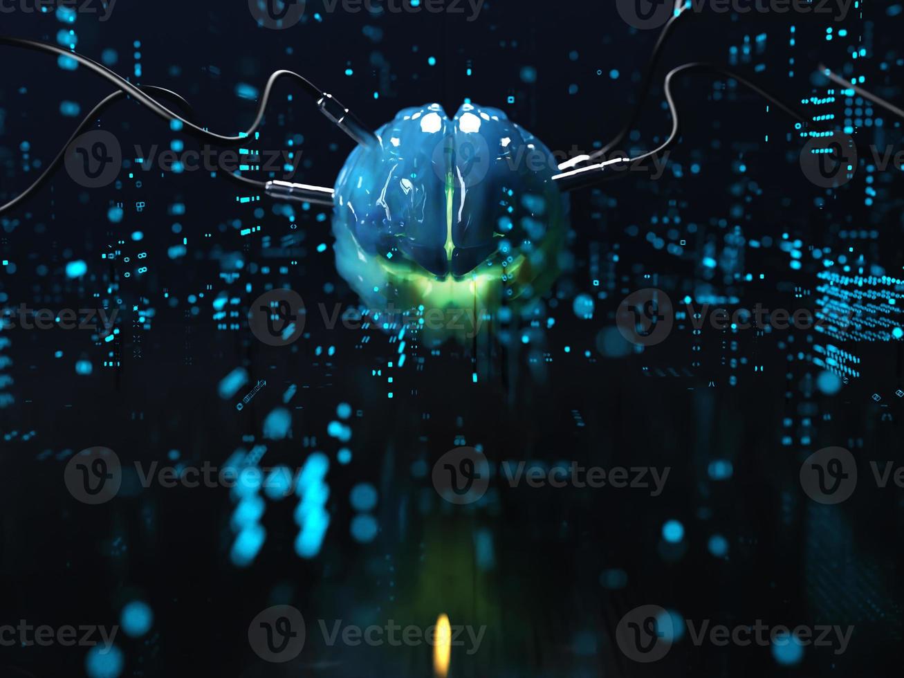 Artificial Intelligence. color golden brain image photo