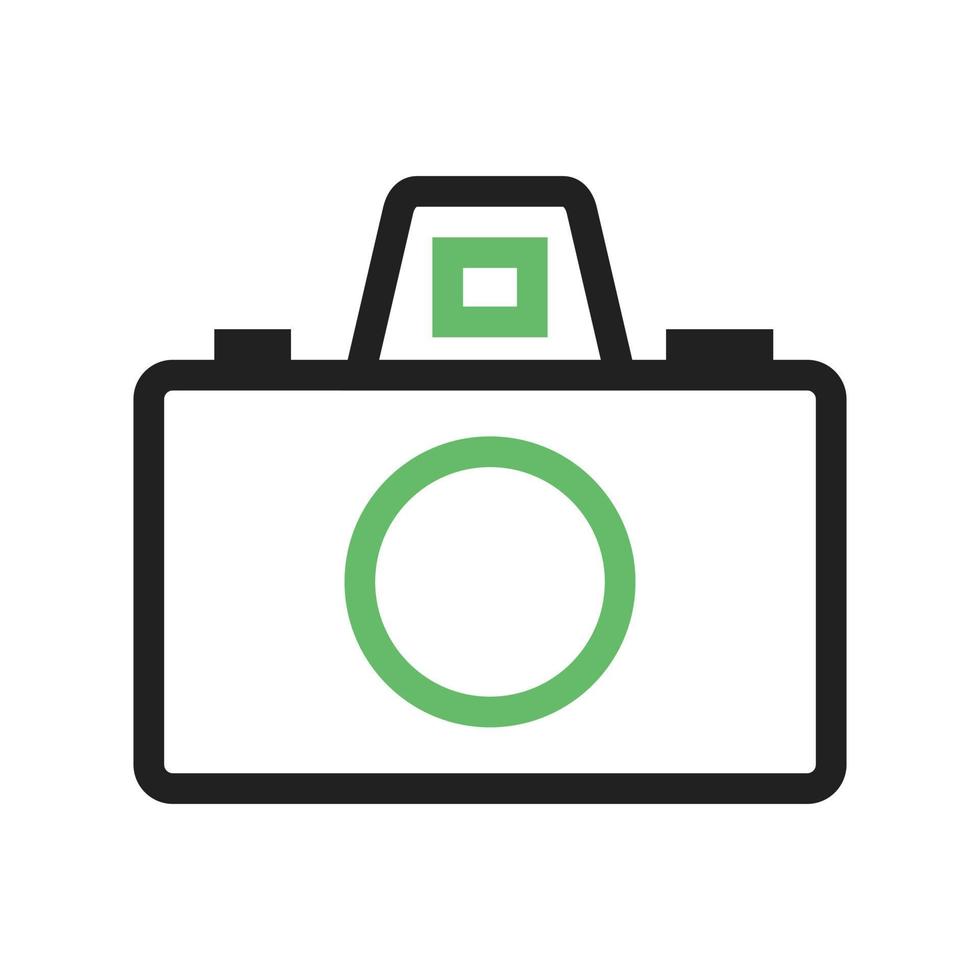 Camera Enhance Line Green and Black Icon vector