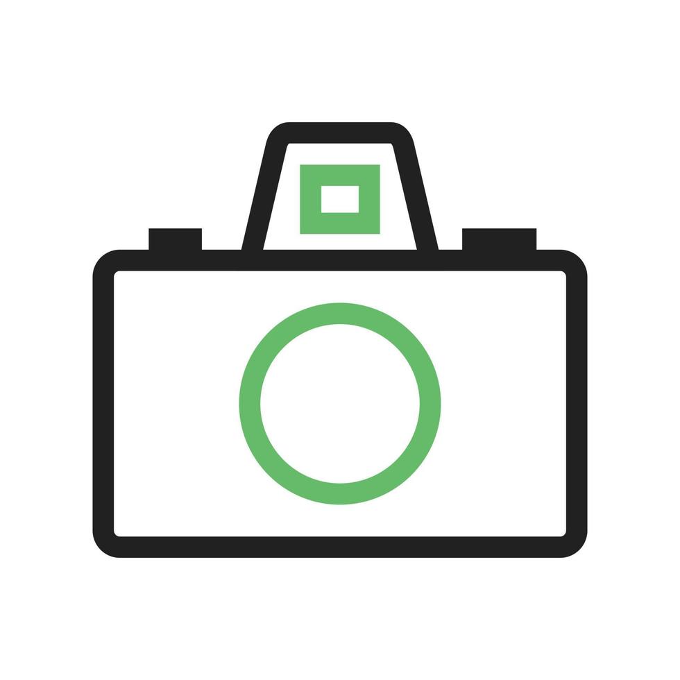 Camera Enhance Line Green and Black Icon vector