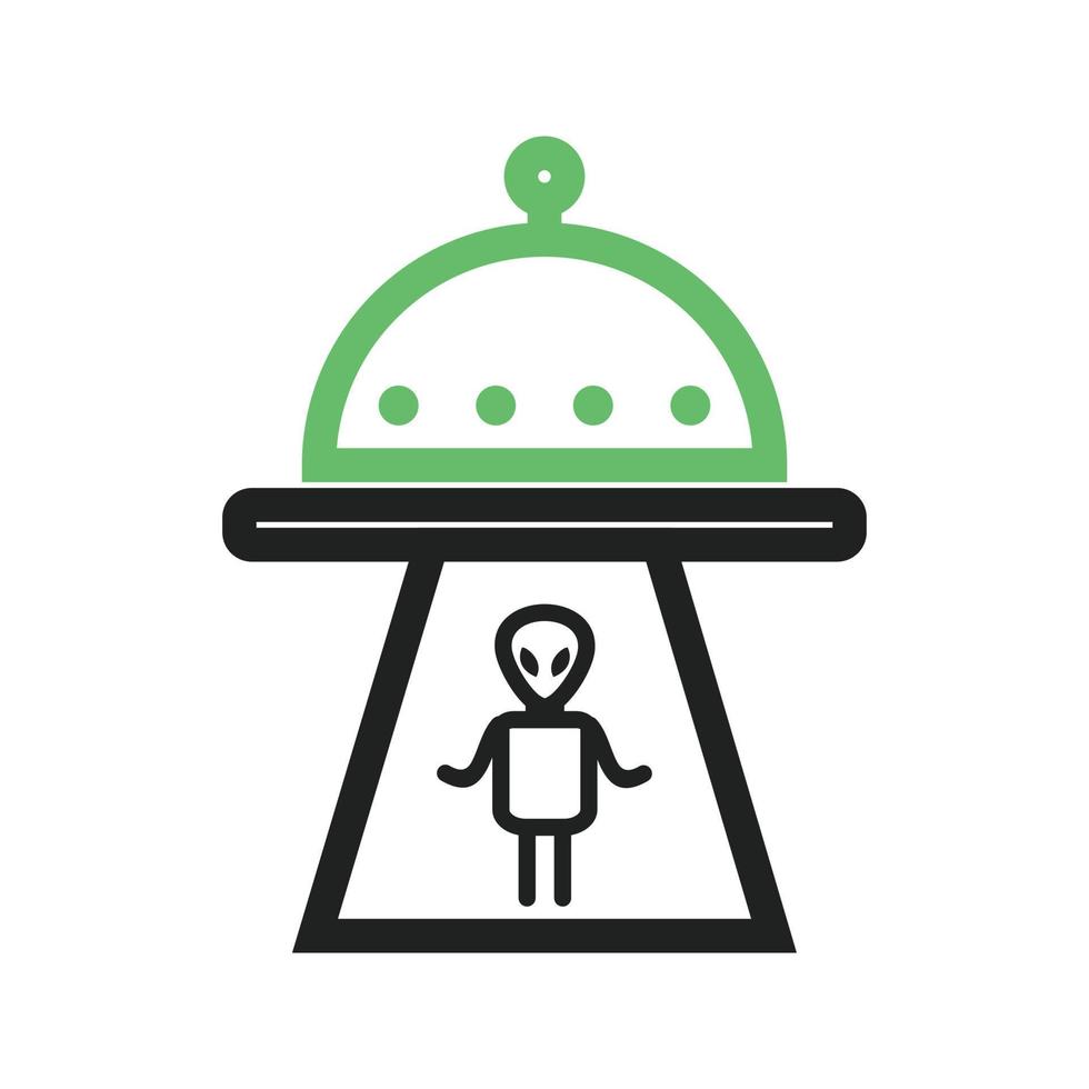 Alien Abduction Line Green and Black Icon vector