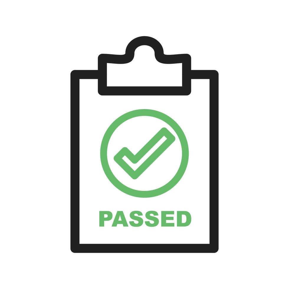 QC Passed Line Green and Black Icon vector