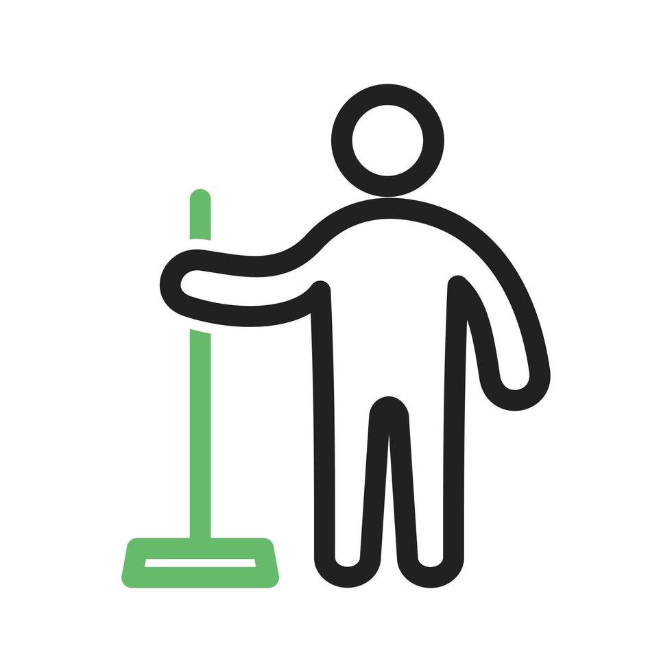 hombre sosteniendo la línea del limpiaparabrisas icono verde y negro vector
