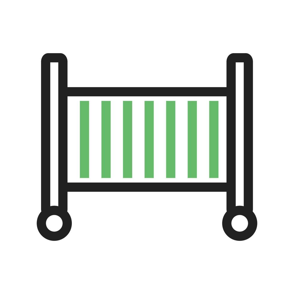 Baby Cot Line Green and Black Icon vector
