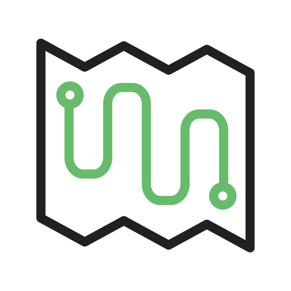 Route on Map Line Green and Black Icon vector