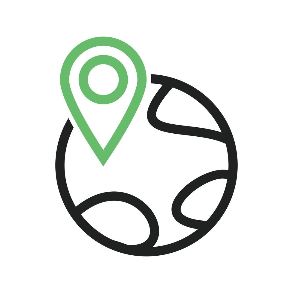 World Location Line Green and Black Icon vector