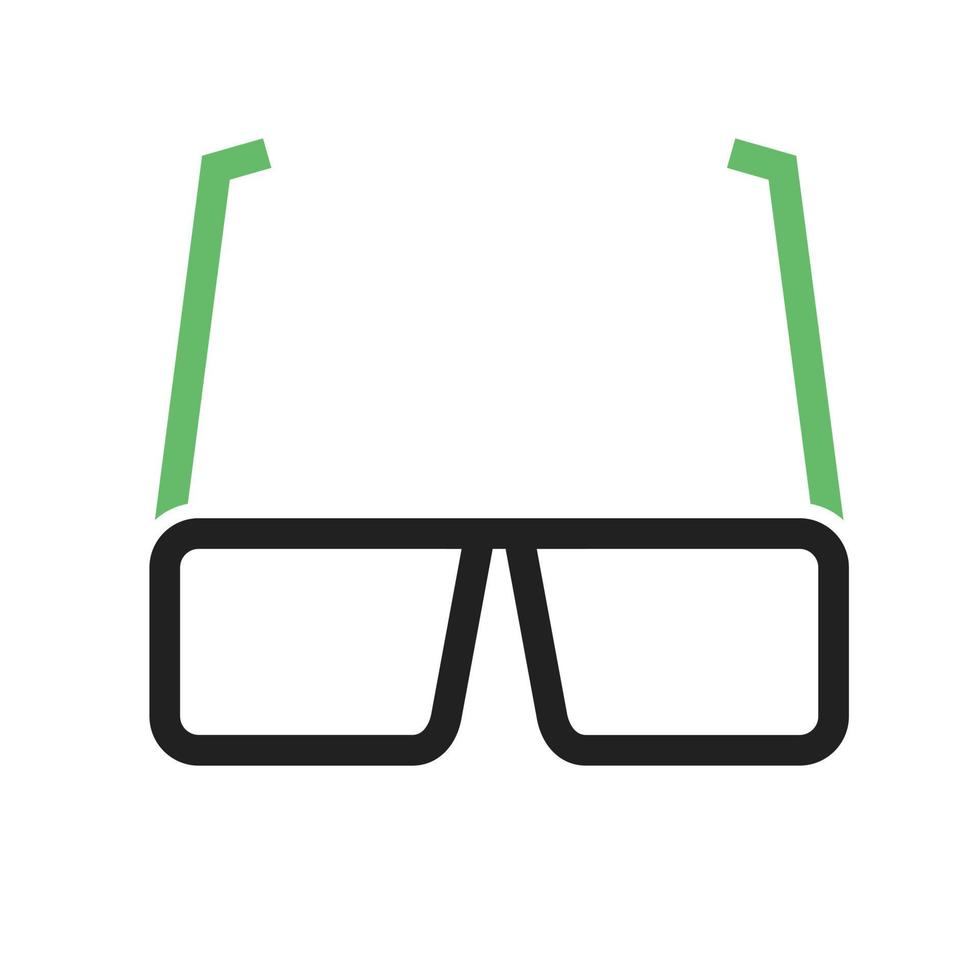 línea de gafas icono verde y negro vector