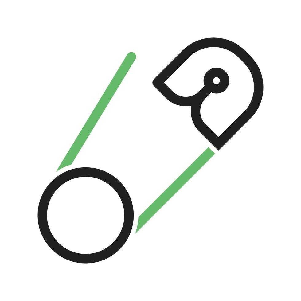 Safety Pin Line Green and Black Icon vector