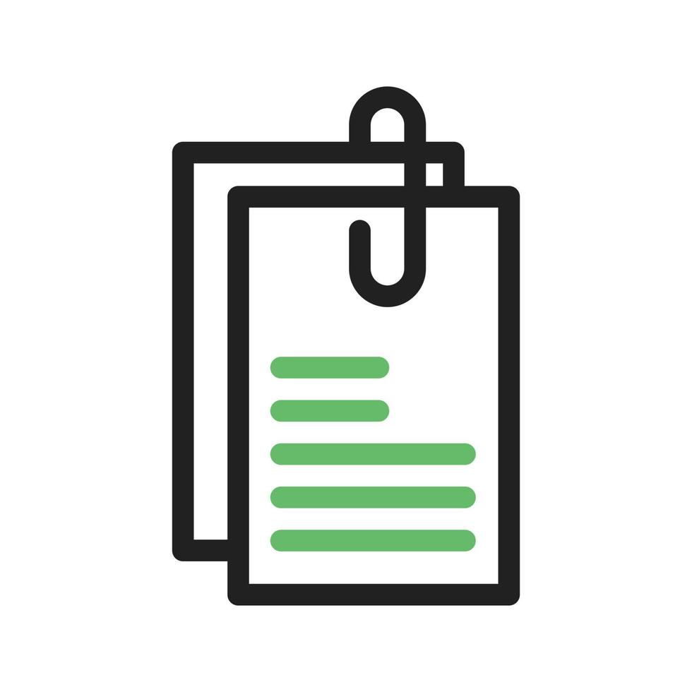 línea de documentos adjuntos icono verde y negro vector