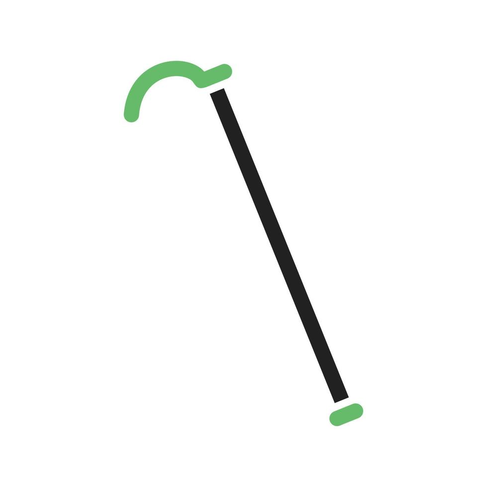 bastón línea icono verde y negro vector