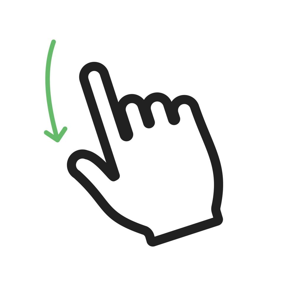 Swipe Down Line Green and Black Icon vector