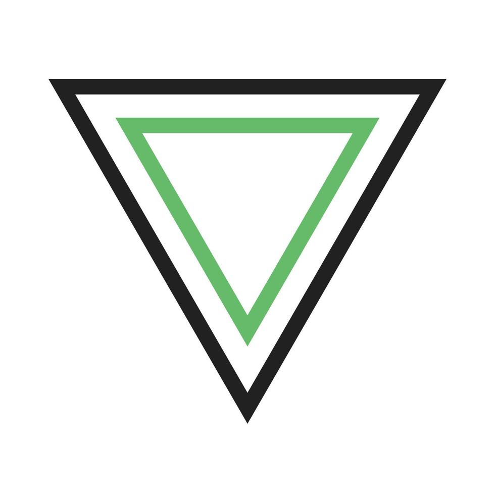 Inverted Triangle Line Green and Black Icon vector