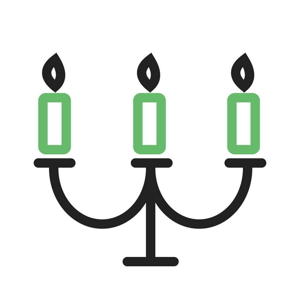 línea de velas icono verde y negro vector