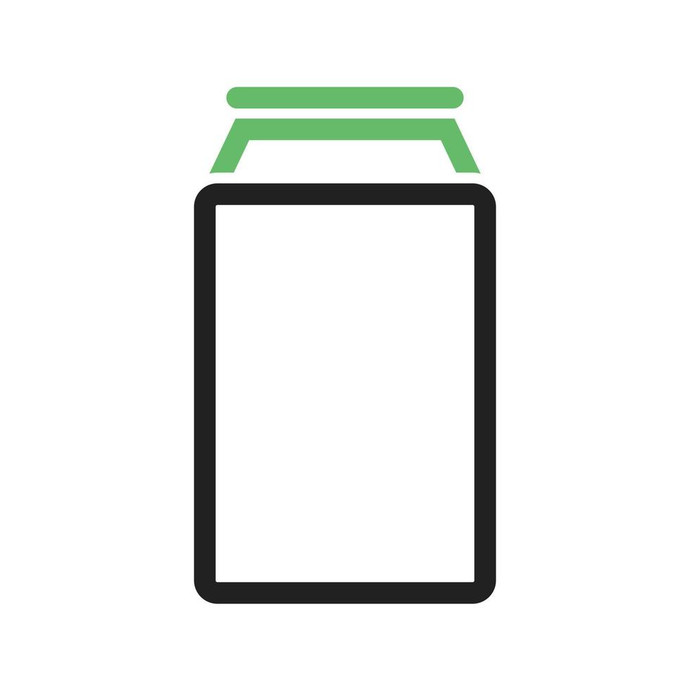 línea de lata de refresco icono verde y negro vector