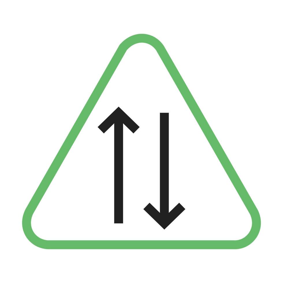 Two way lane Line Green and Black Icon vector