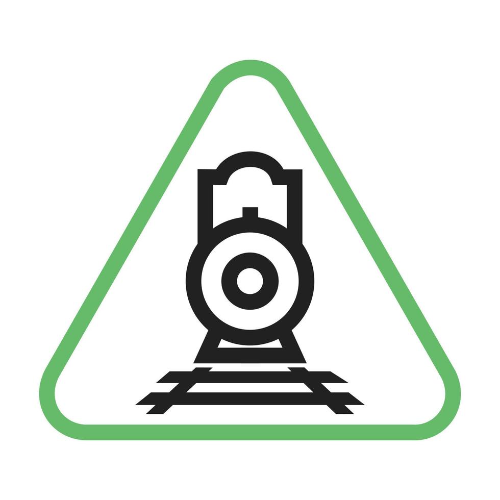 línea de señal de ferrocarril icono verde y negro vector