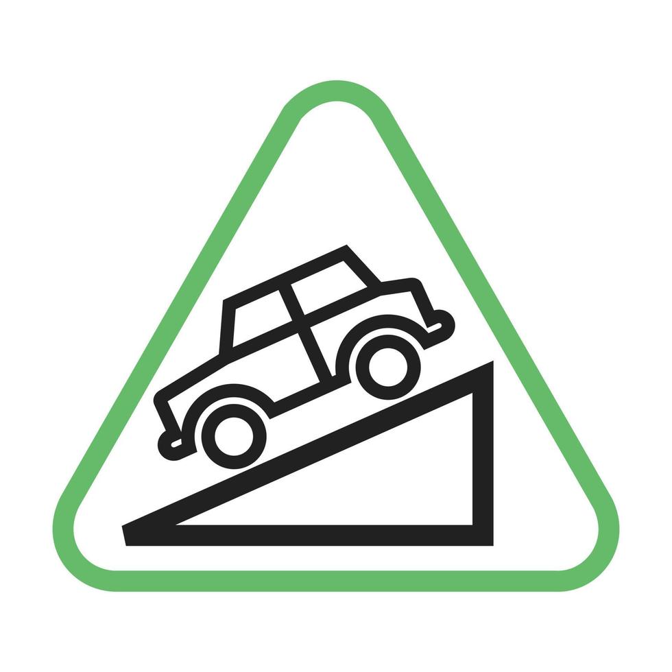 Slope ahead Line Green and Black Icon vector