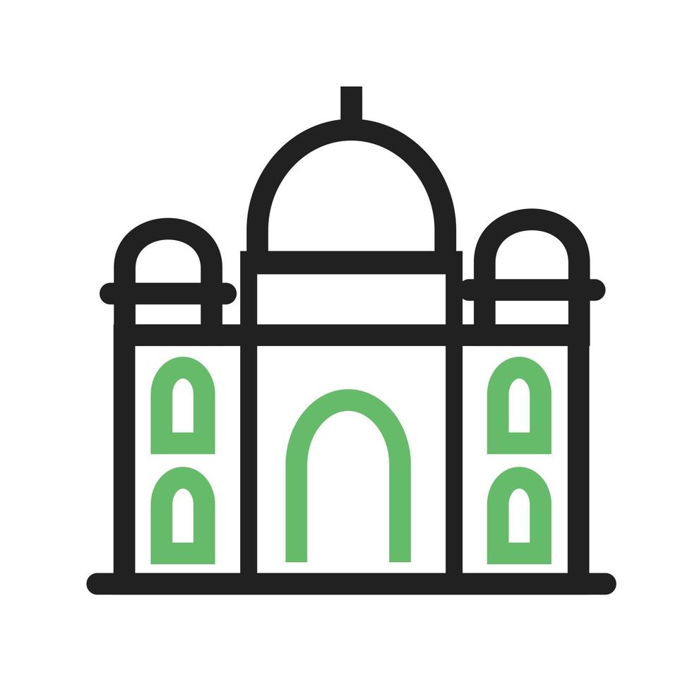 icono verde y negro de la línea taj mahal vector