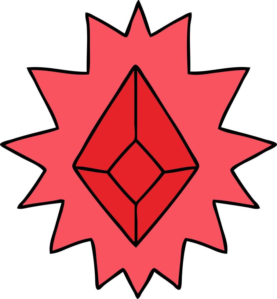 cartoon doodle of a red bright jewel vector