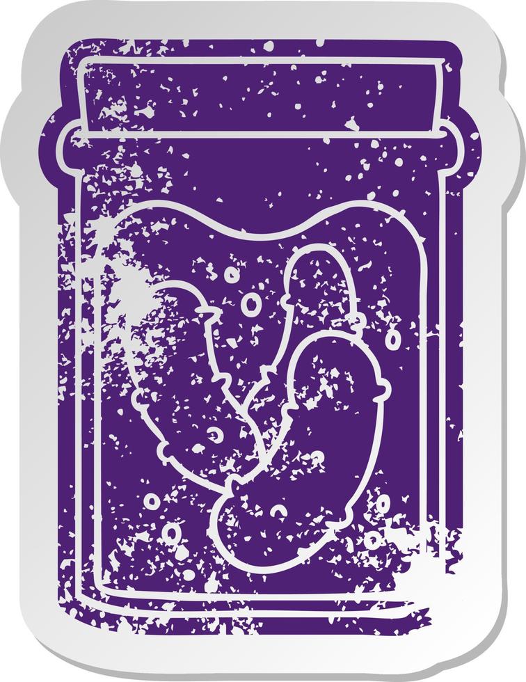 distressed old sticker jar of pickled gherkins vector