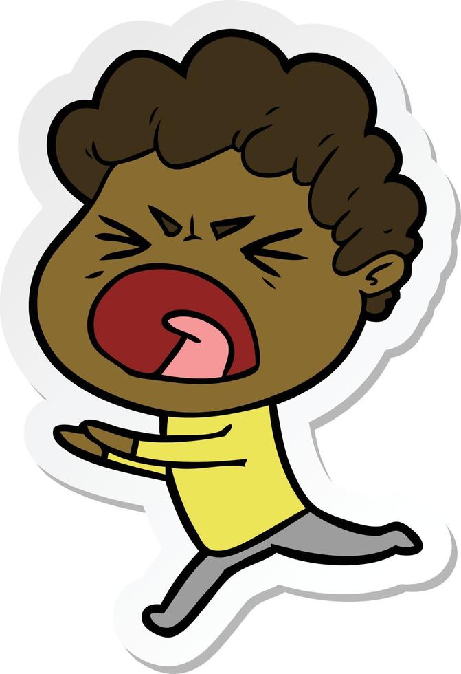 sticker of a cartoon furious man vector
