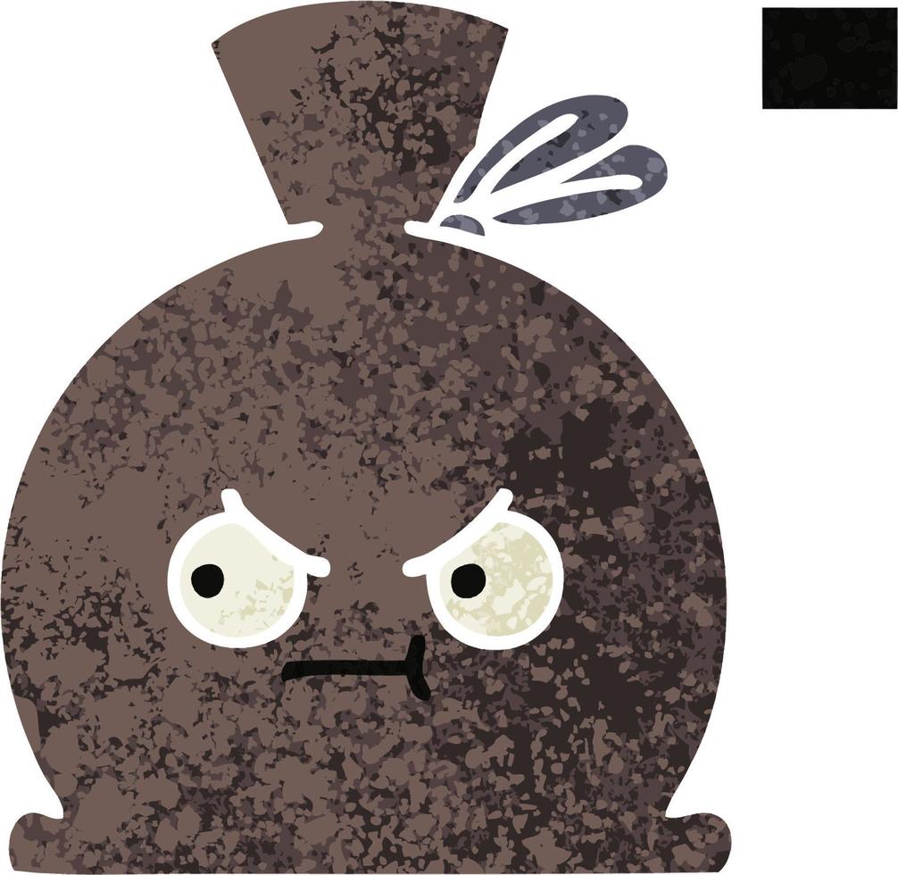 retro illustration style cartoon sack vector